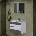 Ver imagem 2 de Gabinete Suspenso com 2 Gavetas e 1 Gavetão com Espelheira e Cuba