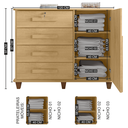 Ver imagem 2 de Cômoda Grécia com 1 Porta com Detalhe Ripado e 4 Gavetas 1 Tranca com Chave Marrom/Cinamomo