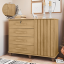 Ver imagem 7 de Cômoda Grécia com 1 Porta com Detalhe Ripado e 4 Gavetas 1 Tranca com Chave Marrom/Cinamomo