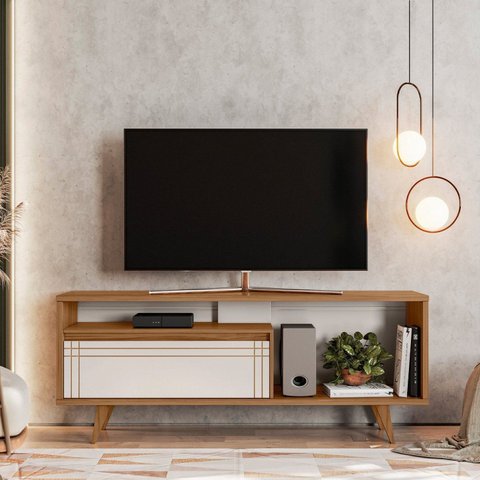 Rack para TV até 60 Polegadas 163,4cm NT1315 Porta Basculante Frisado Marrom