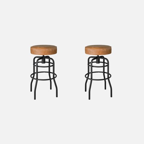 Conjunto 02 Banquetas de Aço 70cm Giratória Paris Preto/Caramelo