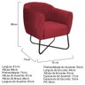 Kit 02 Poltronas Preta Suede - Cor Vermelho - 6
