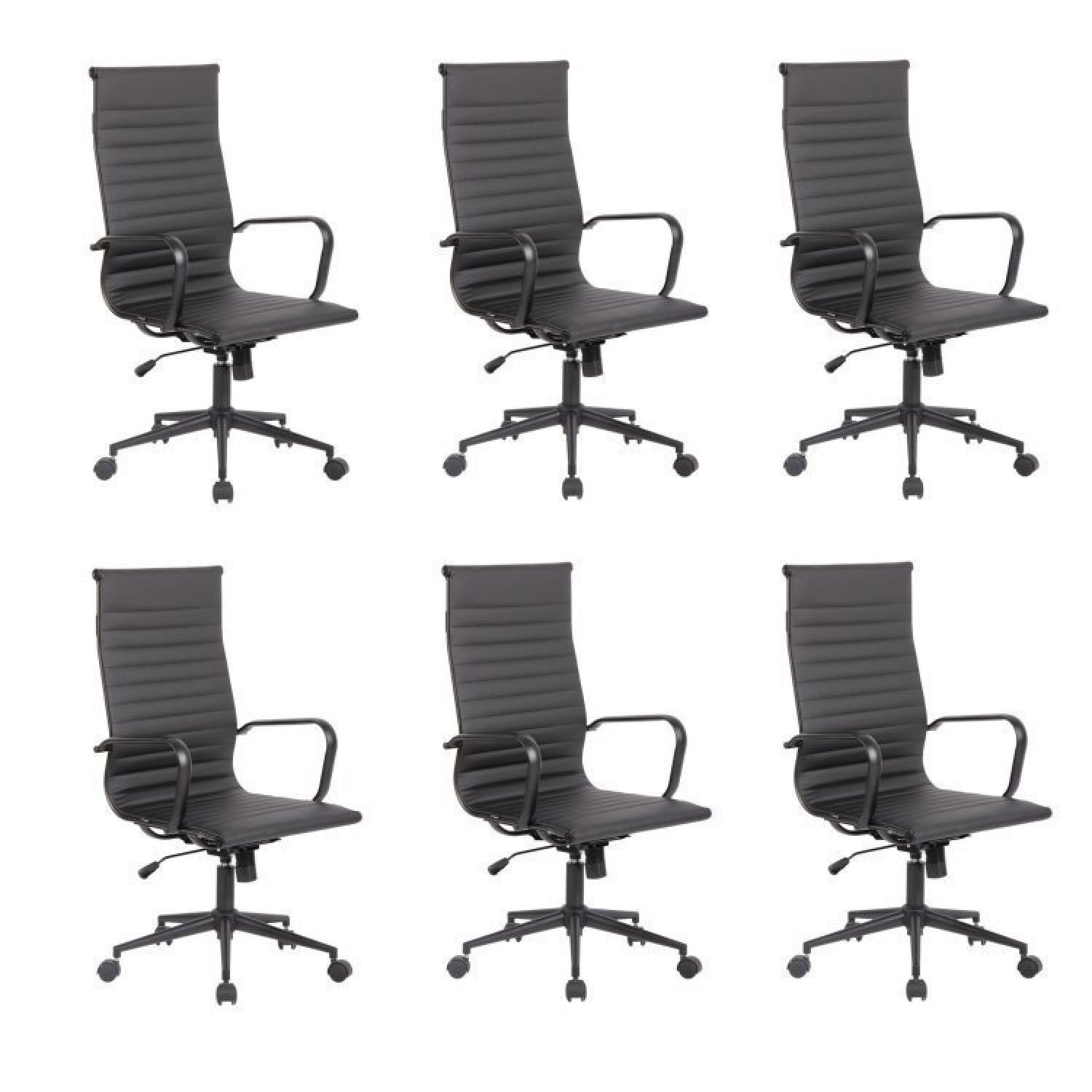 Conjunto 8 Cadeiras de Escritório Presidente Sevilha com Base Office aço preto 