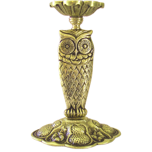 Porta Incensos Coruja Artesanal em Latão Reciclado Sat Coruja Dourada