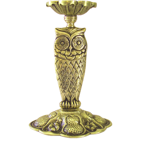 Porta Incensos Coruja Artesanal em Latão Reciclado Sat Coruja Dourada