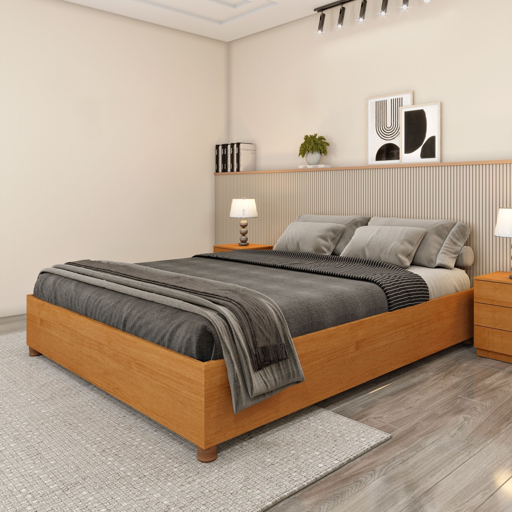 GUAXS(ガックス) OMAR M Cama Queen em MDP 203cm x 164cm Mônaco | MadeiraMadeira