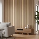 Ver imagem 2 de Placa Painel Ripado Acabamento Parede Decoraçao Flexivel Sala Estar Quarto Loja Recepçao Comercio em