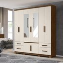 Ver imagem 2 de Guarda Roupa 8 Portas com Espelho Porto Plus Castanho Wood Baunilha 943391 Moval