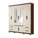 Ver imagem 1 de Guarda Roupa 8 Portas com Espelho Porto Plus Castanho Wood Baunilha 943391 Moval