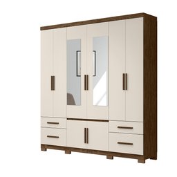 Guarda Roupa 8 Portas com Espelho Porto Plus Castanho Wood Baunilha 943391 Moval - 1