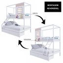 Ver imagem 6 de Beliche Casinha Reta Casal/ Solteiro com 02 Gavetas Madeira Maciça Branco/ Rosa Housin