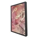 Ver imagem 1 de Quadro Decorativo Caixa Alta com Vidro Abstrato Mármore Rosa Perolado TaColado Moldura Preta 120 x 8