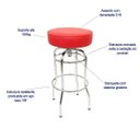 Ver imagem 2 de Banqueta Bar Média Altura 65cm Cromada assento vermelho Giratória Poltronas do Sul