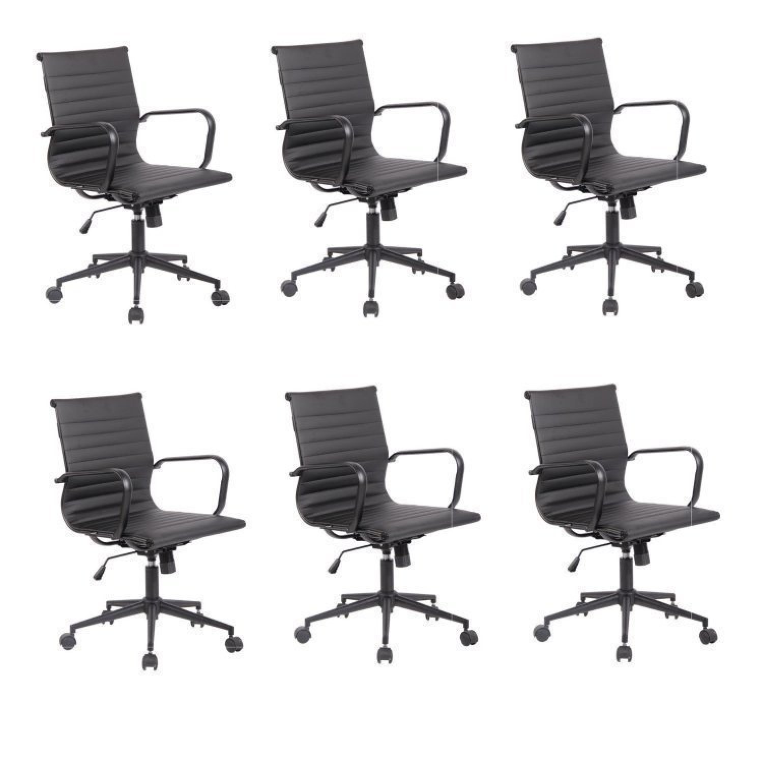 Conjunto 6 Cadeiras de Escritório Diretor Sevilha com Base Office aço preto - 1