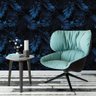 Papel de Parede Temático Samambaias Azuis Noite - 3,3x0,5m - 2