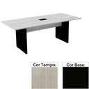Ver imagem 1 de Mesa de Reunião com Caixa de Tomada 260 x 120 cm Pé Painel PE25 MDP Nogueira CasaBlanca Base