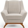 Poltrona Decorativa Fixa Base de Madeira Castanho Juliet D02 Bouclê Creme B-54 - Lyam Decor - 3