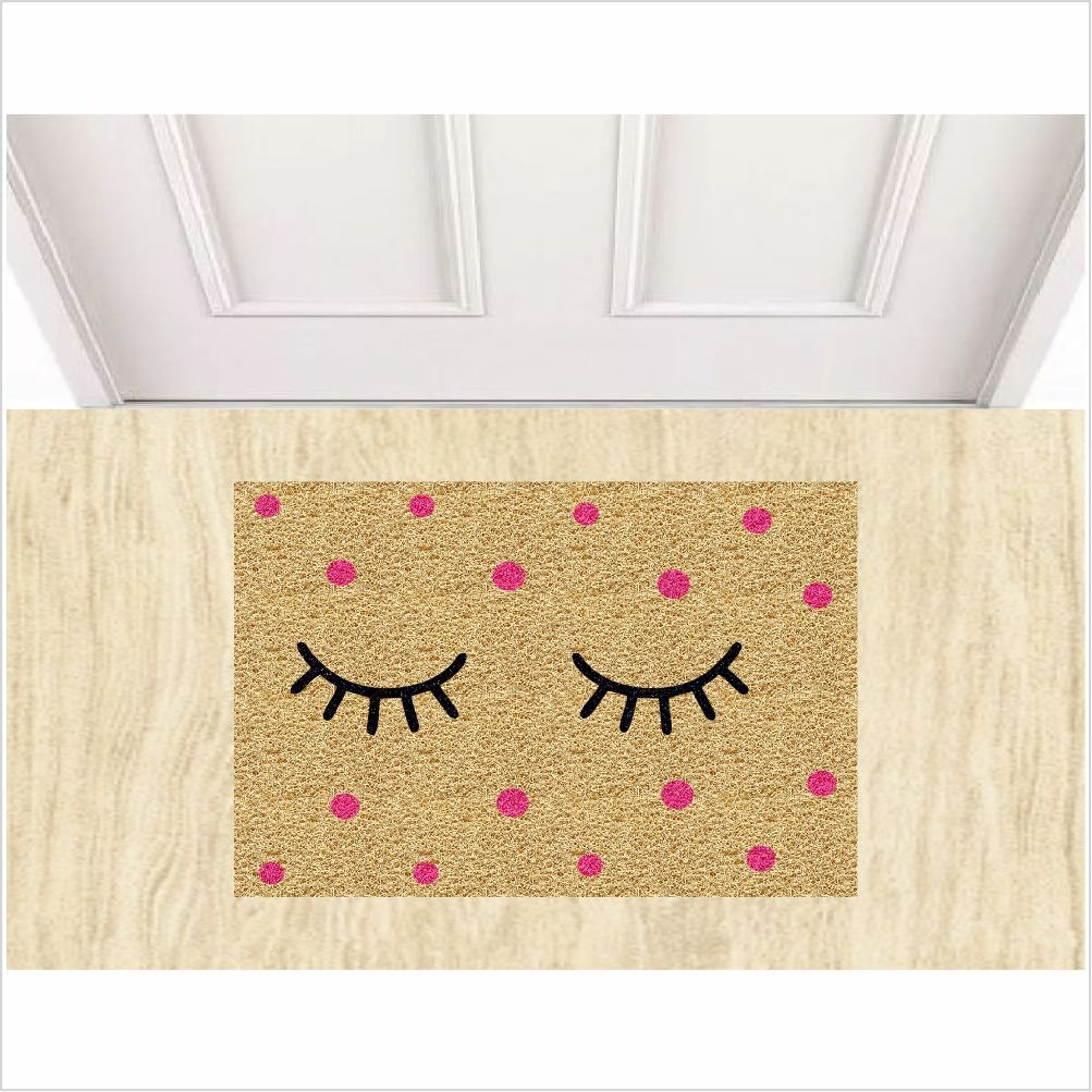 Tapetes Beleza Cílios Fofinhos 60x40cm para Porta Decorativo:bege