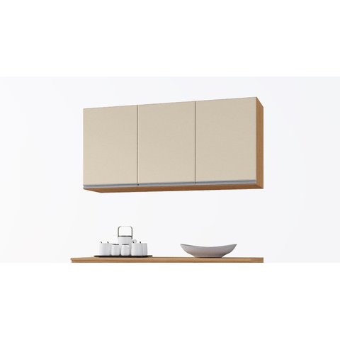 Armário de Cozinha Aéreo Premium 120cm Freijó/Off White - Nathan