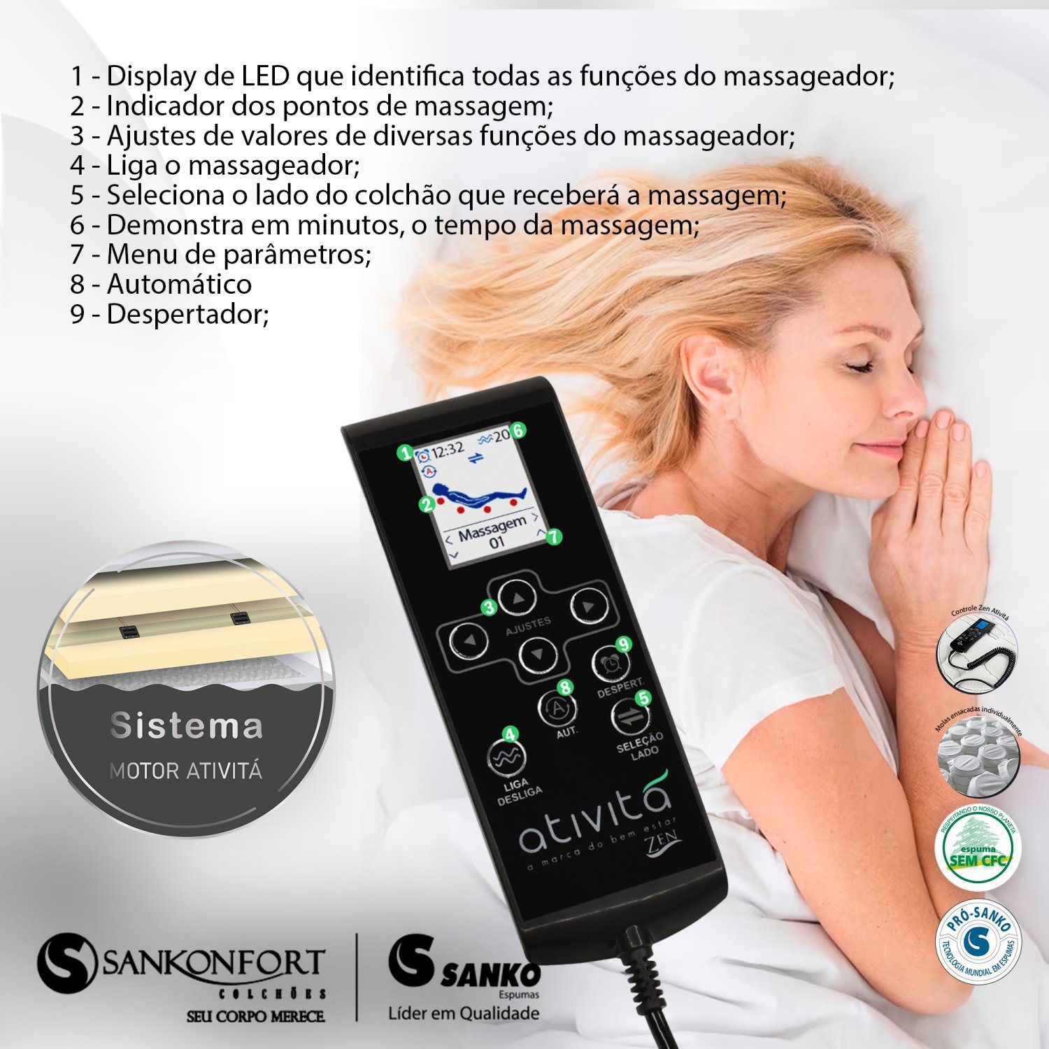 Colchão Casal Sankonfort Massageador Molas Ensacadas Terapedic® 138x188x32 - 4