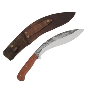 Facão Kukri 10' Artesanal Lida Mato Aço Carbono 1070 Cabo Madeira Full Tang