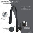Ver imagem 3 de Torneira Cozinha Gourmet Monocomando Extensível Preta Fosca Tubrax