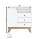 Ver imagem 3 de Cômoda 3 Gavetas 1 Porta Confete Branco/Jequitibá HP