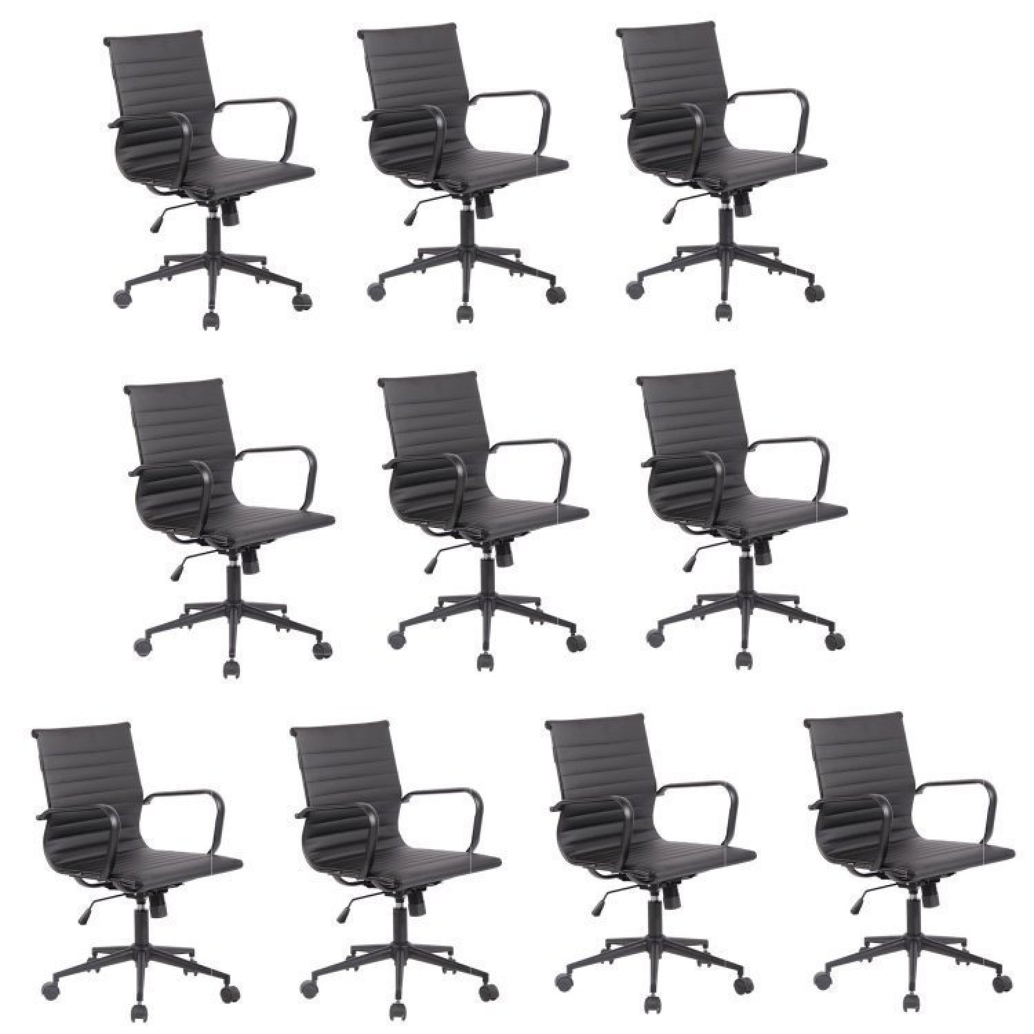 Conjunto 10 Cadeiras de Escritório Diretor Sevilha com Base Office aço preto  - 1