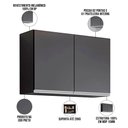 Ver imagem 4 de Armário Aéreo para Cozinha 2 Portas 80cm Liz M05 Preto - Inoviza
