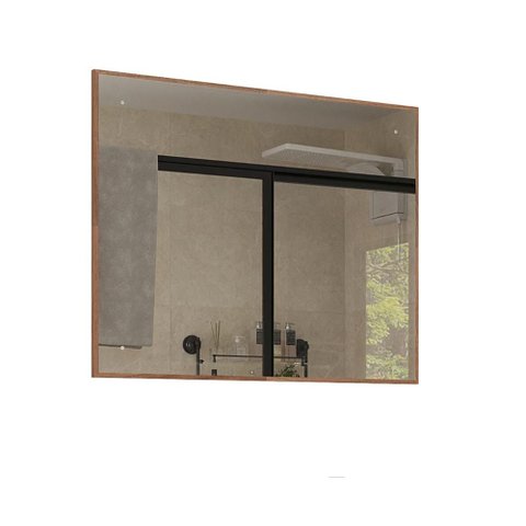 Espelheira para Banheiro New 80 com Moldura 77x66cm Cor Noce - Belizze Móveis