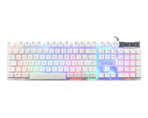 Teclado Gamer com Fio Evus Candy Tc-10w Led Rgb Cor Branco