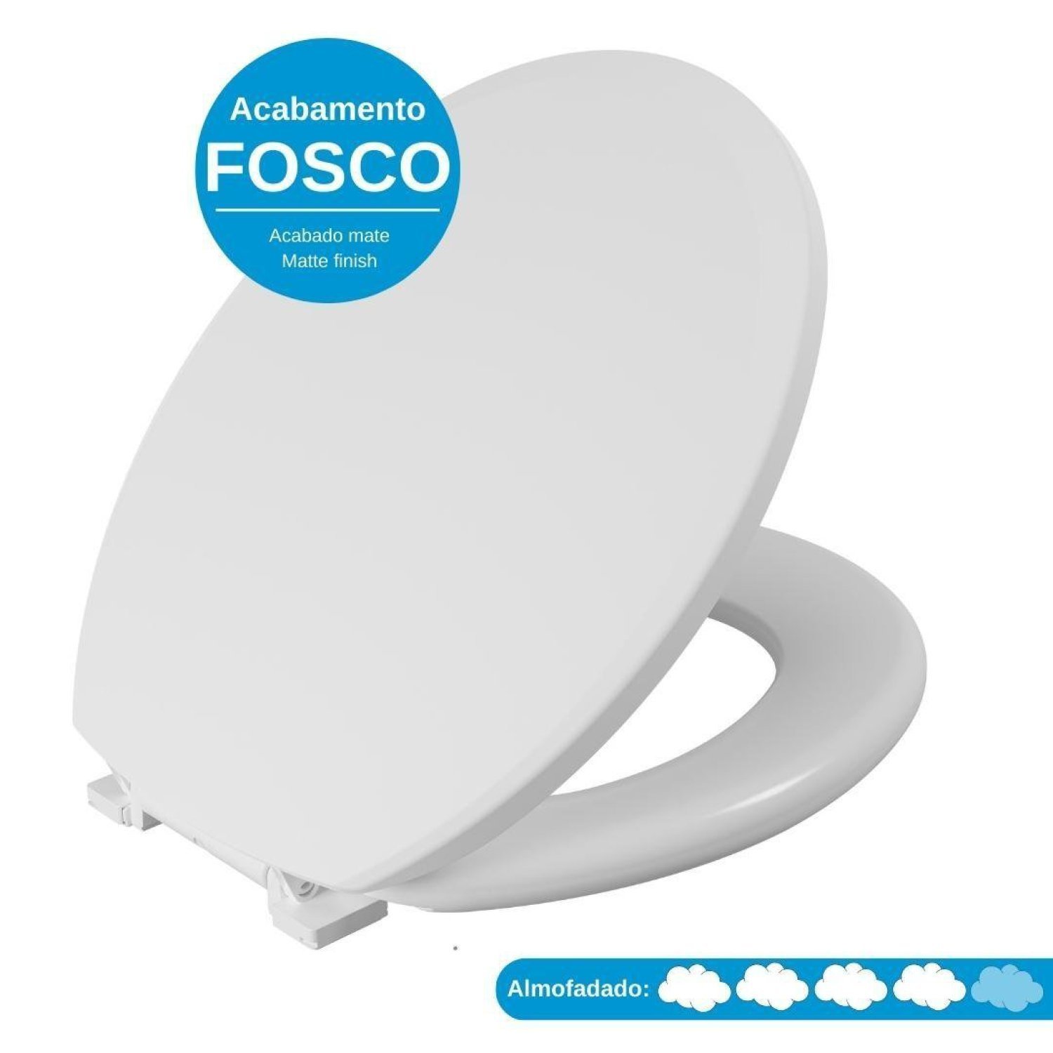 Assento Sanitário Oval Almofadado com Tampo Fosco Astra Branco - 6