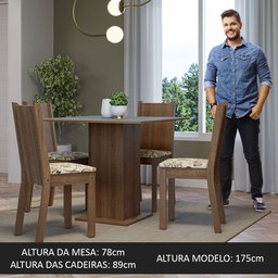 Conjunto Sala de Jantar Mesa Tampo de Madeira 4 Cadeiras Rustic/cinza/lírio Bege Samara Madesa - 5