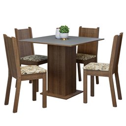 Conjunto Sala de Jantar Mesa Tampo de Madeira 4 Cadeiras Rustic/cinza/lírio Bege Samara Madesa - 2