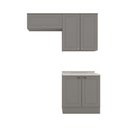 Ver imagem 4 de Lavanderia Modulada Americana 5 Portas 3 Prateleiras MDF 160cm Cinza