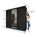 Ver imagem 5 de Guarda-Roupa Casal com Espelho MDF 3 Portas de Correr 4 Gavetas Milão Preto