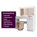 Ver imagem 4 de Penteadeira Camarim com Led 2 Gavetas 1 Porta Branco Bella