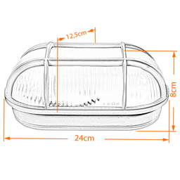 Arandela Luminária Oval Tipo Tartaruga Preta para Luz Led - 2