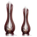 Ver imagem 1 de Kit com 2 Abajur Grande de Chão ANA MARIA MDF Luminária -:Marrom/90x28cm e 75x23cm