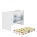 Ver imagem 2 de Quarto de Bebê Doce Sonho com Roupeiro 2617 e Berço Simples 1 Qmovi Branco + Colchão Gazin