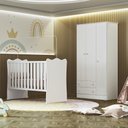 Ver imagem 1 de Quarto de Bebê Doce Sonho com Roupeiro 2617 e Berço Simples 1 Qmovi Branco + Colchão Gazin