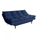 Ver imagem 6 de Sofá Cama Andorra 3 Lugares Império Reclinável Casal Pés Madeira com Banqueta Suede Azul Marinho