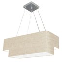 Ver imagem 1 de Lustre Pendente Duplo Retangular Vivare Md-4321 Cúpula em Tecido 80x40cm x 70x30cm - Bivolt - Rustic