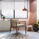 Ver imagem 1 de Poltrona Decorativa Madeira Maciça Jequitibá Assento com Persintas Elásticas Arla