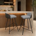 Ver imagem 1 de Kit 2 Banqueta Nobre Luxo Alta Área Gourmet Base de Aço Bancada Cozinha Cinza/Preto