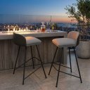 Ver imagem 2 de Kit 2 Banqueta Nobre Luxo Alta Área Gourmet Base de Aço Bancada Cozinha Cinza/Preto