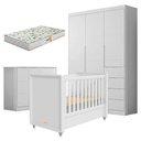 Ver imagem 1 de Quarto de Bebê Eloá com Berço Americano Tutto New Branco Acetinado e Colchão Gazin - Phoenix