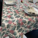 Ver imagem 3 de Toalha de Mesa Quadrada Jacquard Luxo Cerejinha Natalina - 1,40 x 1,40M