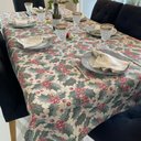 Ver imagem 4 de Toalha de Mesa Quadrada Jacquard Luxo Cerejinha Natalina - 1,40 x 1,40M