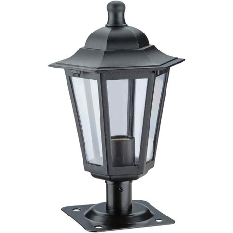 Balizador Preto Alumínio 31cm Jardim Quintal Luminária Externa Lente Transparente